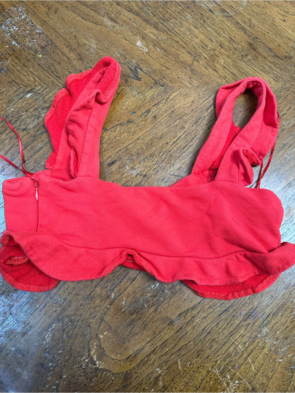 Bright Red Ruffle Crop Top - Picture 2 of 4